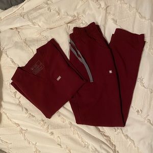 NWOT FIGS Burgundy Scrubs Set